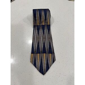 Courchevel Men's‎ Necktie Geometric Pattern Silk Blend Blue Gold Grey